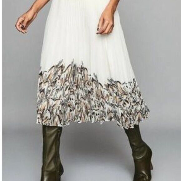 REISS ISIDORA PLEATED MIDI IVORY SKIRT 8 - Picture 1 of 9